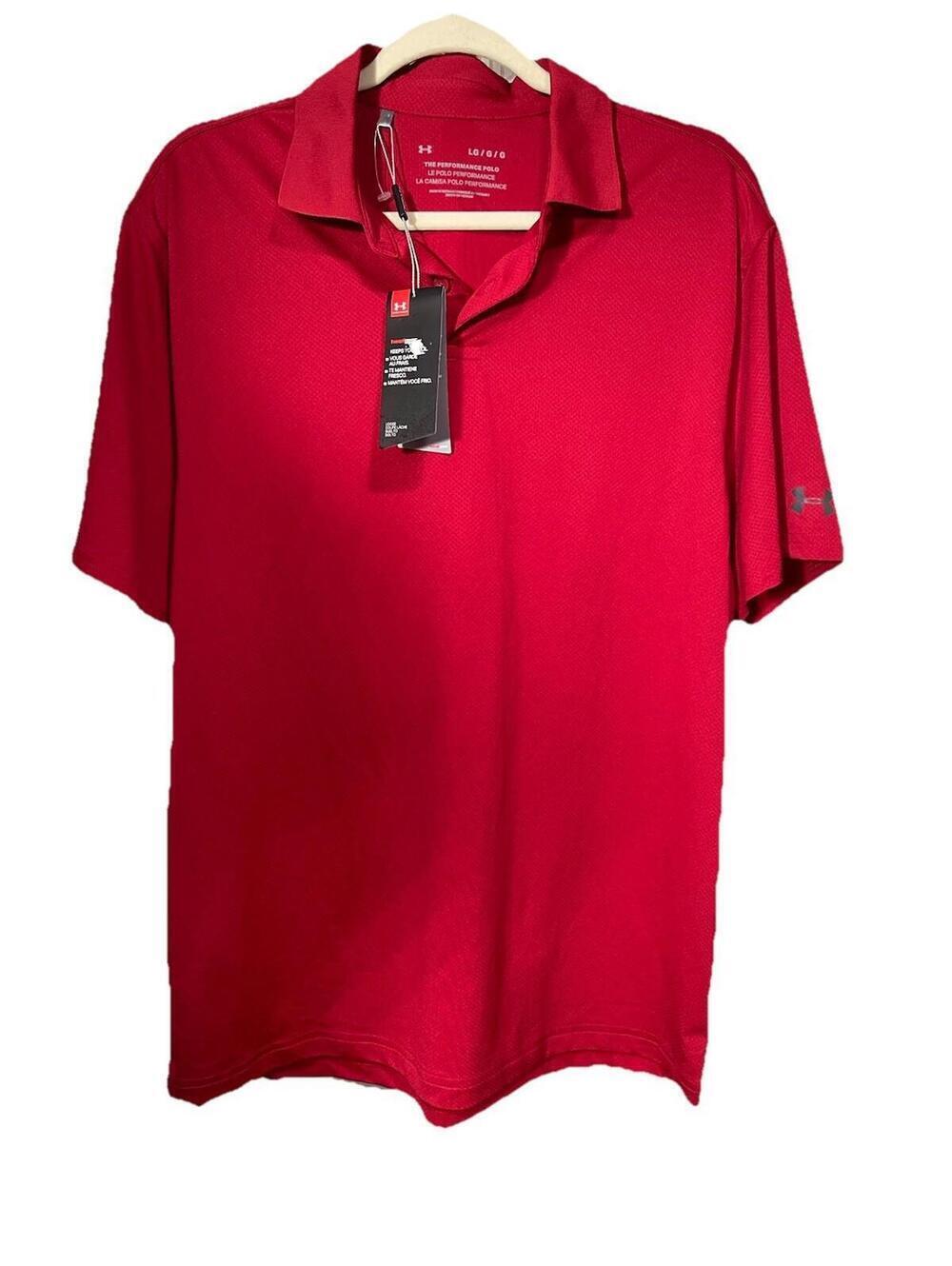 Under Armour The Performance Polo Red Sz L Short Sleeve Breathable Golf Shirt